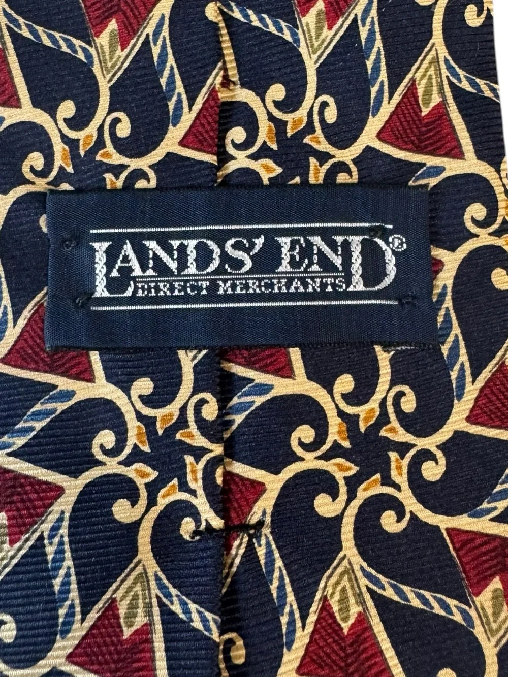 Vintage Lands End Mens Silk Tie Quiet Luxury Old Money Formal Equestrian